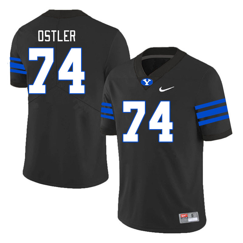 Men #74 Trevin Ostler BYU Cougars College Football Jerseys Stitched-Black